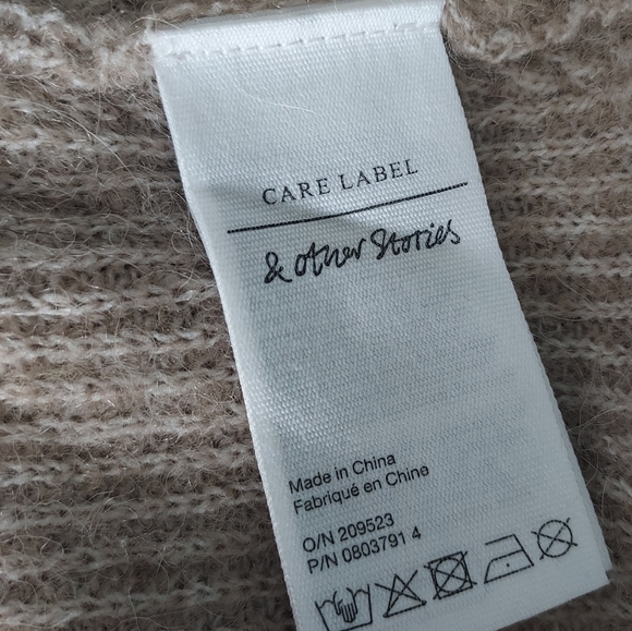 & Other Stories Tan Ribbed Cropped Boxy Cardigan Sweater Size Large Short Sleeve - Picture 14 of 15